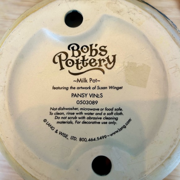 Vintage Bob’s Pottery Decorative Milk Pot Bowl Hand Painted with crock handles - Picture 4 of 5